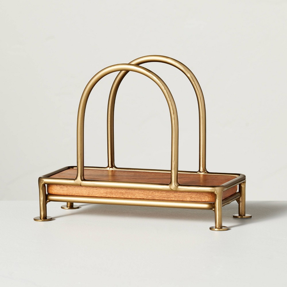 Wood &amp; Brass Napkin Holder - Hearth &amp; Handâ„¢ with Magnolia