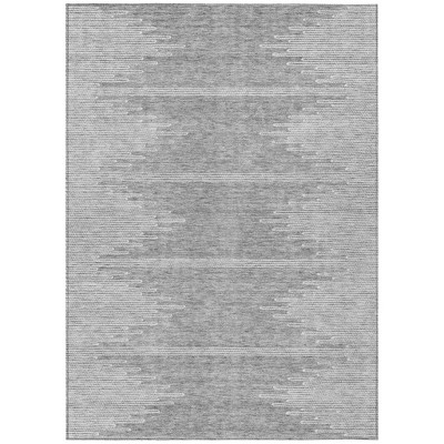 Gray And Ivory Abstract Washable Indoor Outdoor Area Rug