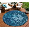 Navy Blue And Sky Blue Abstract Washable Indoor Outdoor Area Rug - 2 of 4