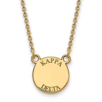 Black Bow Jewelry 14k Yellow Gold Plated Sterling Silver Kappa Delta Greek Life Necklace 18 Inch