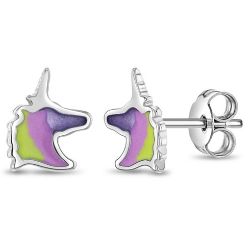 Girls' Neon Unicorn Standard Sterling Silver Earrings - In Season