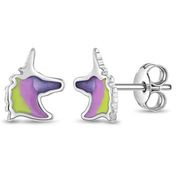 Girls' Neon Unicorn Standard Sterling Silver Earrings - In Season Jewelry