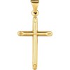 14k Yellow Gold 0.8" Classic Cylinder Tube Cross or 1" Classic Cross Charm Pendant with optional Adjustable Chain Necklace - 3 of 4
