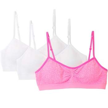 Fruit of the Loom Girls' Built Up Sports Bra 3-Pack Ditsy  Blooms/White/Hyacinth 40