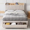 Bed Frame with Storage Headboard, Upholstered Platform Beds with Drawers, Charging Station - 4 of 4