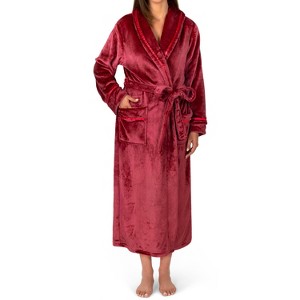 PAVILIA Fleece Robe For Women, Plush Warm Bathrobe, Fluffy Soft Spa Long Lightweight Fuzzy Cozy, Satin Trim - 1 of 4