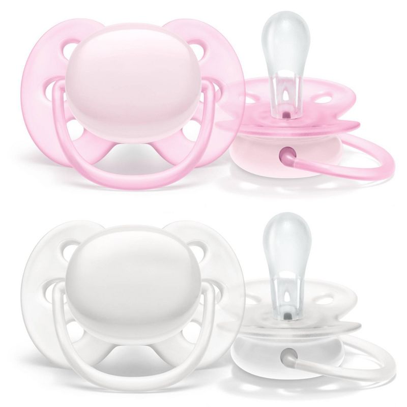 Philips Avent Ultra Soft Pacifier - Arctic White/Pink 4pk 0-6 Months, 3 of 7
