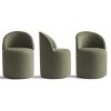 Modern Upholstered Dining Chair with Castors Round Barrel Dining Room Chair Linen Dining Chairs Set of 3 for Kitchen Dining Room-Tanpinhause - 2 of 4
