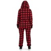 Tipsy Elves Red Plaid Christmas Jumpsuit - Cozy One Piece Pajamas with Christmas Red and Black Plaid Pattern for Men and Women - 3 of 4