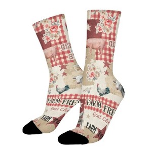 Farmhouse Women Printed Crew Socks Funny Funky Socks Soft Polyester Novelty Gifts for Artists Men - 1 of 1