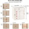 Large Jewelry Box, 6 - Tier PU Leather Organizer with Mirror and 5 Drawers for Necklaces, Bracelets, Watches White - 2 of 4