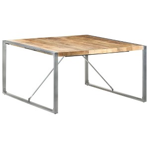 vidaXL Dining Table Rough Mango Wood Powder-Coated Steel 55.1 in Square - 1 of 2