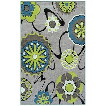 Bright Geometric Ornamental Colorful Floral Contemporary High-Traffic Durable Long-Lasting Ultra-Soft Indoor Area Rug by Blue Nile Mills