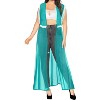 LA LEELA Women's Summer Open Front Swim Suit Coverups Soft Beach Vacation Beachwear Long Bathing Suit Duster Cardigan M-L Blue, Solid - 4 of 4