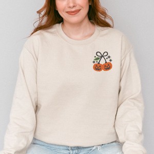 Embroidered Pumpkin Bow -  Women's Sweatshirt - 1 of 4