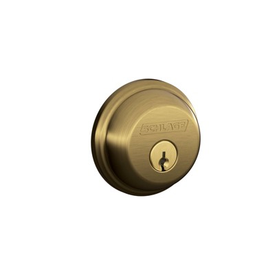 Schlage B-Series Antique Brass Brass Single Cylinder Deadbolt (Case of 4)