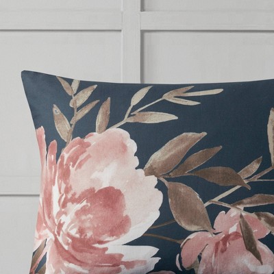 Camillia Queen Blush Floral Cotton 8-Piece Comforter Set
