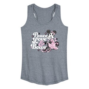 Women's - Disney - Peace Love And Bows Graphic Racerback Tank - 1 of 4