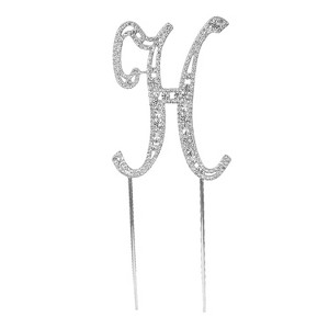 O'Creme Silver Rhinestone 'Letter H' Cake Topper - 1 of 1