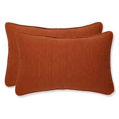 Outdoor 2-Piece Lumbar Toss Pillow Set - Burnt Orange Fresco Solid