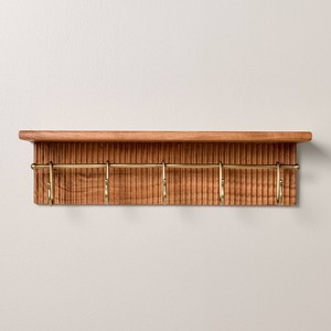 24" Grooved Wall Shelf with Rail and Hooks - Hearth & Hand™ with Magnolia - 1 of 4