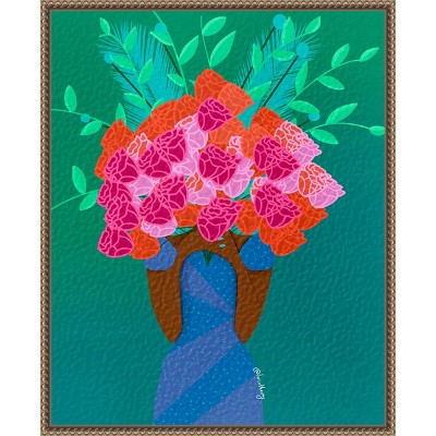 Botanic-Inspired Beaded Bronze Framed Canvas Wall Art 16 x 20-in.