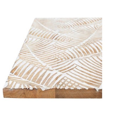 Elhovo 24" White and Gold Palm Leaf Wall Art Set