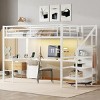 TopComfy Beds Twin XL Size Loft Bed with L shaped Desk Loft Bed with Wardrobe and Adjustable Shelf High Loft Bed for Kids, White, 41.7"*68.5"*149.25" - 2 of 4