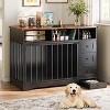 48" Large Dog Crate Furniture, Farmhouse Dog Kennel with Built-in Dog Bowl, 3 Drawers & Open Shelves, Heavy-Duty Wooden Dog Crate Table - 3 of 4