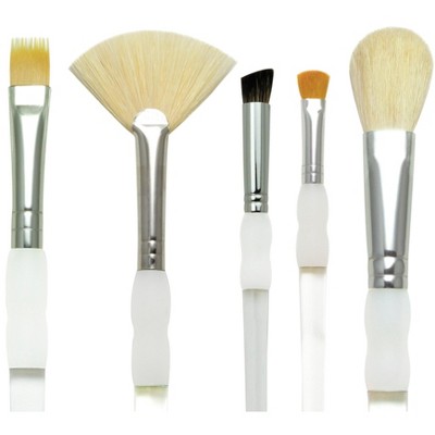 Soft Grip Assorted Golden Taklon Fiber Paint Brush Set, 5 Pieces
