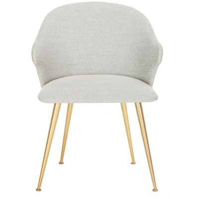 Edmond Poly Blend Arm Chair - SFV4507 - Light Grey/Gold - Safavieh Couture