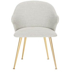 Edmond Poly Blend Arm Chair - SFV4507 - Light Grey/Gold - Safavieh Couture - 1 of 4