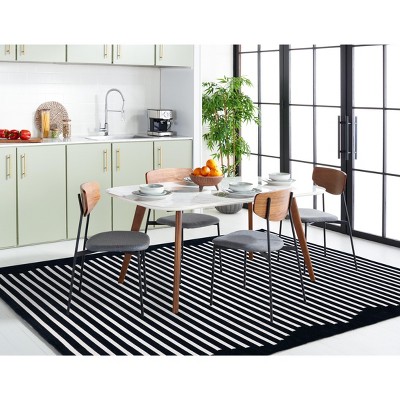 Coastal Charm Black Stripe Hand-Woven Cotton 4'x6' Area Rug