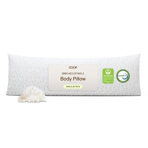 Coop Home Goods The Original Body Adjustable Pillow for Sleeping, Soft Zippered Washable Cover - Side Sleepers, Long Pillow for Pregnancy, 20x54 - 1 of 4