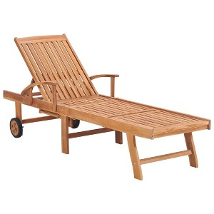 vidaXL Patio Sun Lounger Natural Wood Fine Sanded Teak Wood Large - 1 of 4