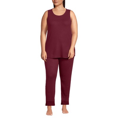 Lands' End Women's Cozy 3 Piece Pajama Set - Robe Top and Pants