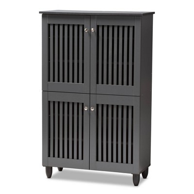 Fernanda 4 Door Wooden Entryway Shoe Storage Cabinet Dark Gray - Baxton Studio