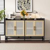 NicBex Farmhouse Rattan Sideboard Cabinet with Adjustable Shelves for Kitchen,Living Room - 2 of 4