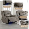 360° Swivel and Rocking Manual Recliner Chair with LED Light Strip, Overstuffed Cushions and Wide Armrests for Home Theater, Living Room, Bedroom - 4 of 4