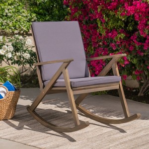 VisioGear Classic Rocking Chair with Cushion, Porch Rocker for Lawn Garden, Grey, 25"*46"*39" - 1 of 4