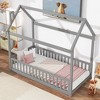Twin House Bed with Guardrails, Slats - 2 of 4