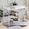 VYNXARIA Twin Size Metal Loft Bed and Built-in Desk and Shelves,White - 3 of 4