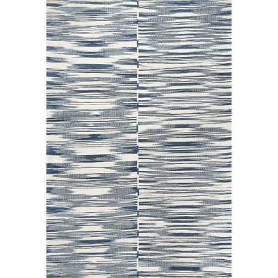 Nuloom Reba Abstract 5x8 Wool Indoor Area Rug for Living Room Bedroom Dining Room Kitchen, Blue/Ivory