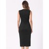 INSPIRE CHIC Women's Faux Suede Sleeveless Crewneck Split Hem Work Sheath Dress - 3 of 4