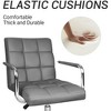 LACOO Faux Leather Office Desk Stool Swivel Chair with Armrest - 3 of 4