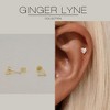 Heart Flat Back Opal Earrings for Cartilage Helix Tragus Lobe16g Gold over Sterling Silver Studs Pair by Ginger Lyne - 2 of 4