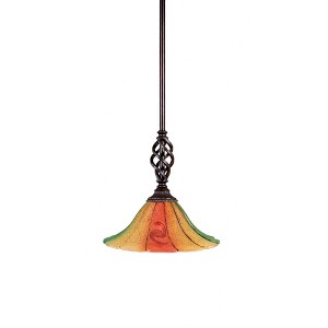 Toltec Lighting Elegante 1 - Light Pendant in  Dark Granite with 10" Mardi Gras Shade - 1 of 1