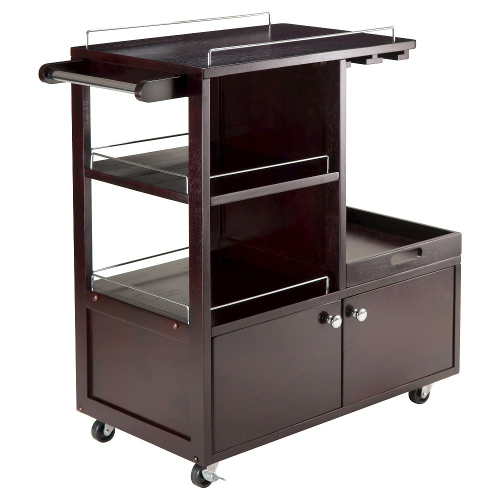 Galen Entertainment Cart with Serving Tray Wood/Espresso Winsome, Brown