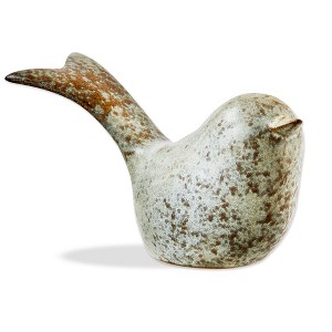 tag Long Tail Stoneware Bird Statue Figurine Tabletop Countertop Shelf Decorations Speckled Brown Ceramic - 1 of 2
