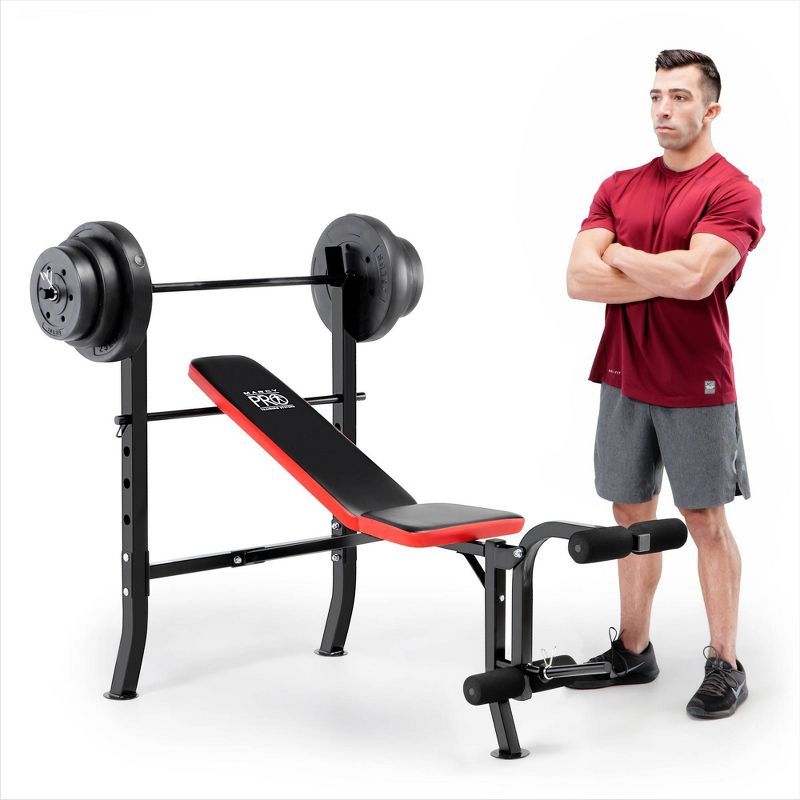 Marcy Pro Standard Bench with Weight Set 100lbs - Black, 3 of 8